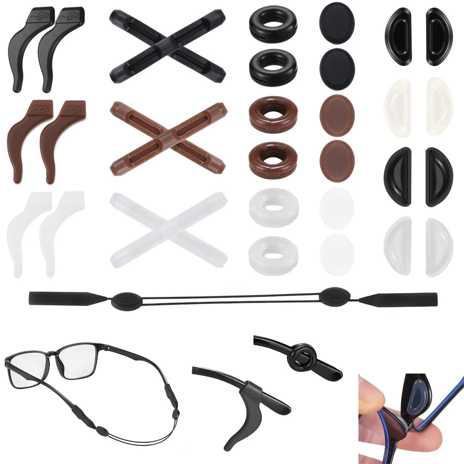 33PCS Eyeglasses Retainers, Premium Silicone Anti-Slip Eyeglass Holder, Comfo...